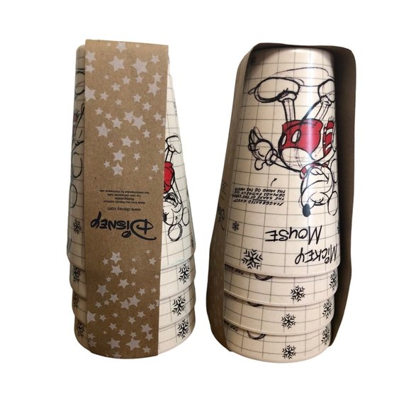 2 Sets of Four Mickey Mouse Christmas Bamboo Cups - Picture 2 of 6